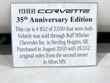 1988 Chevrolet Corvette 35th Anniversary #852 of 2,050